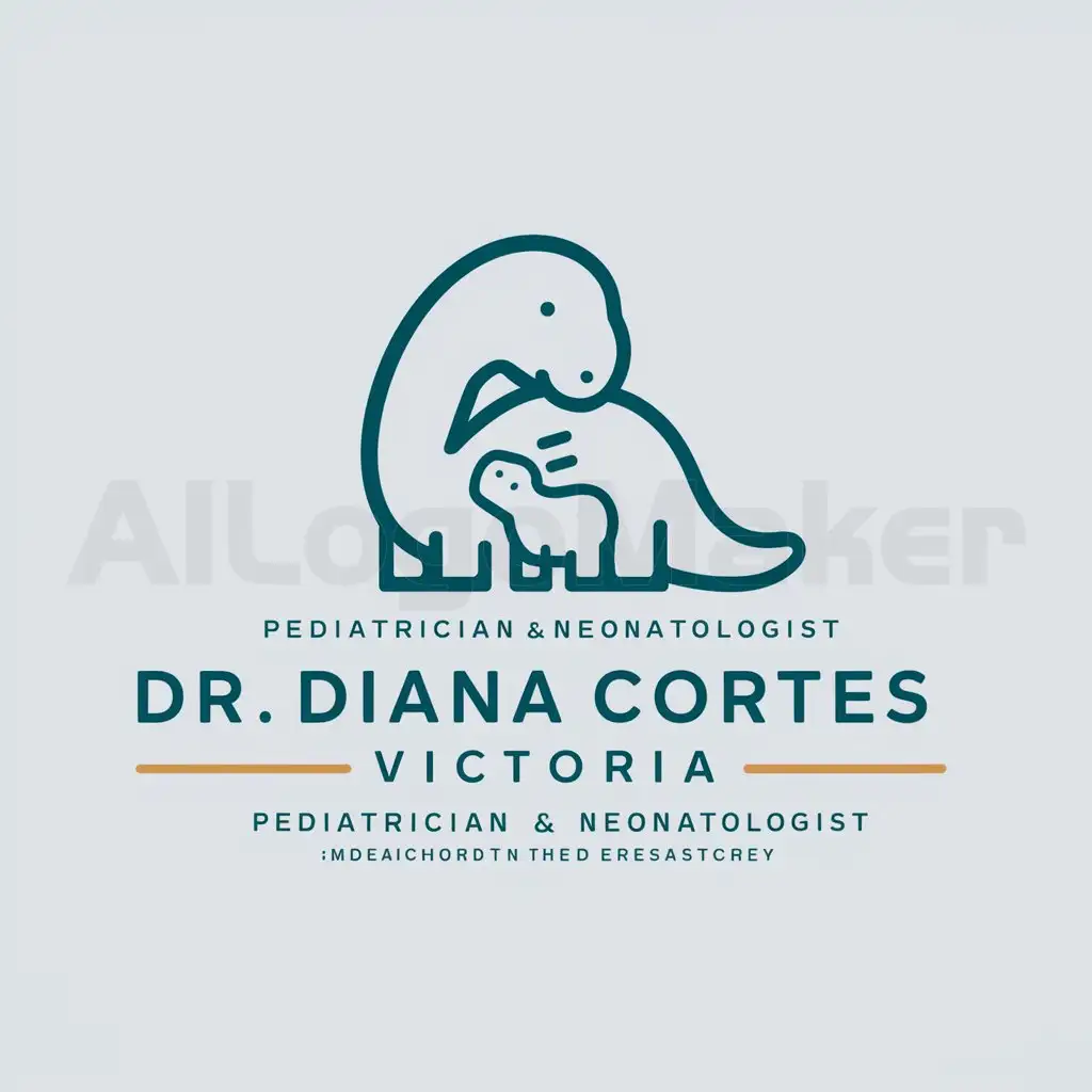 a logo design,with the text "Dr. Diana Cortes Victoria pediatrician neonatologist", main symbol:dinosaur mother and dinosaur baby,Moderate,be used in medico industry,clear background