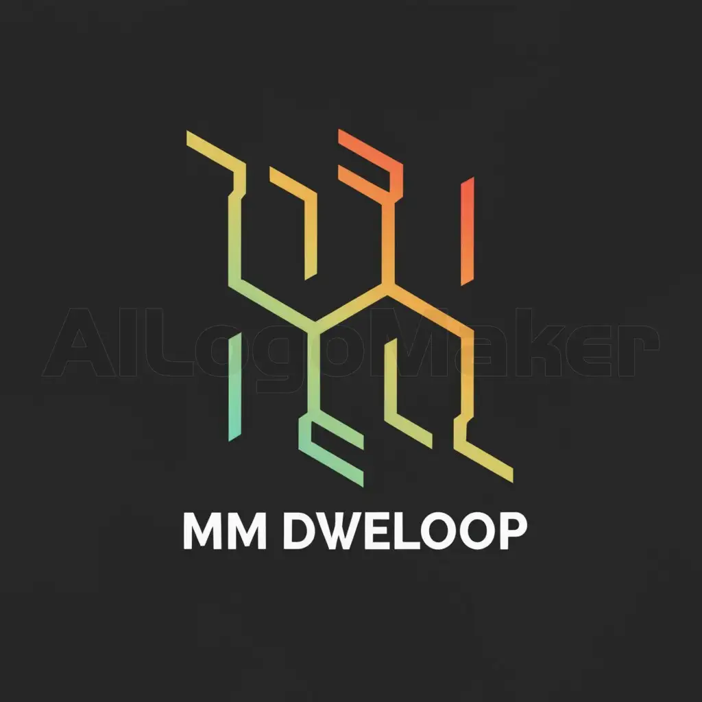 a logo design,with the text "MM DEVELOP", main symbol:MM,Moderate,be used in programming industry,clear background