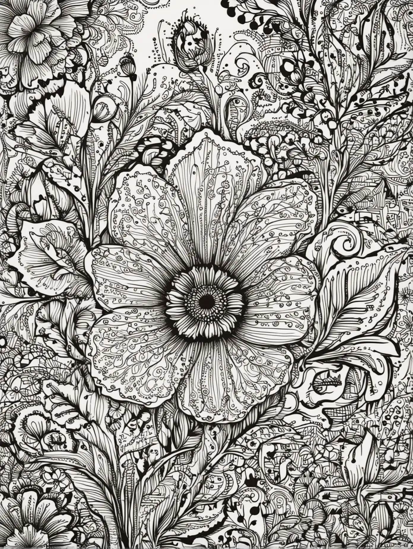 henna patterns , simple draw, no colors, poppy flower background