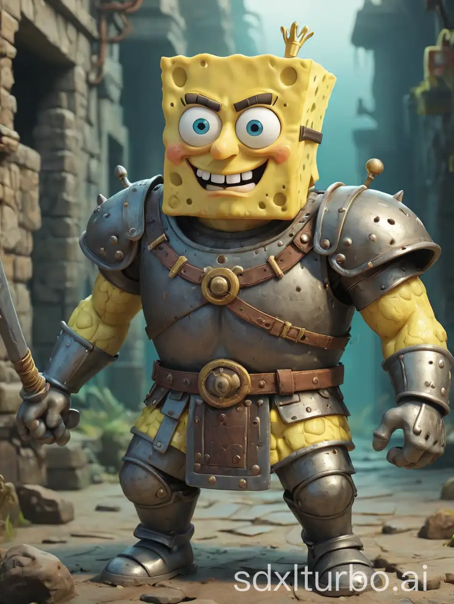 SpongeBob-SquarePants-in-Ancient-Armor-Vibrant-3D-Rendering
