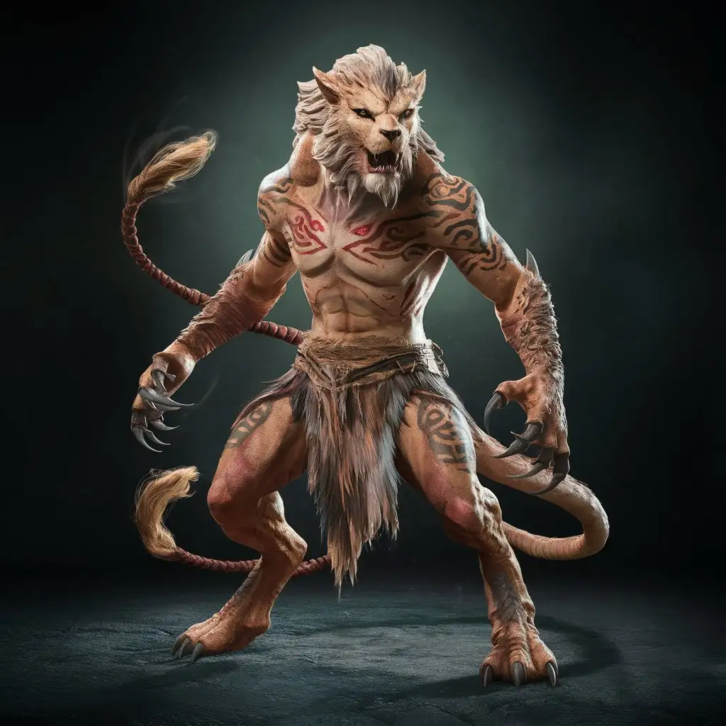 an interesting full body character or skin for a combat fighting game based on monsters and myths