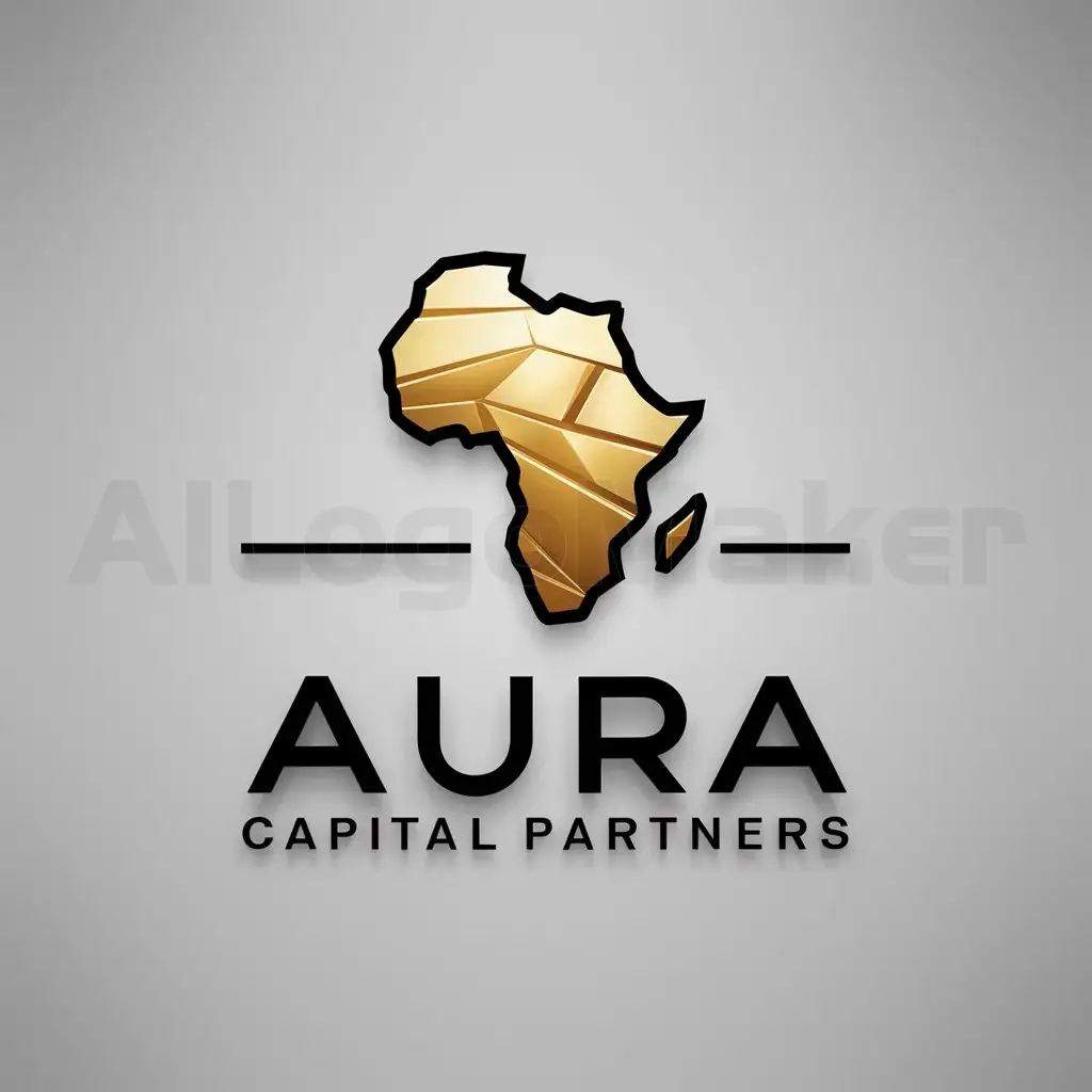 a logo design,with the text "Aura Capital Partners", main symbol:gold nugget part make africa map,Moderate,be used in 0 industry,clear background
