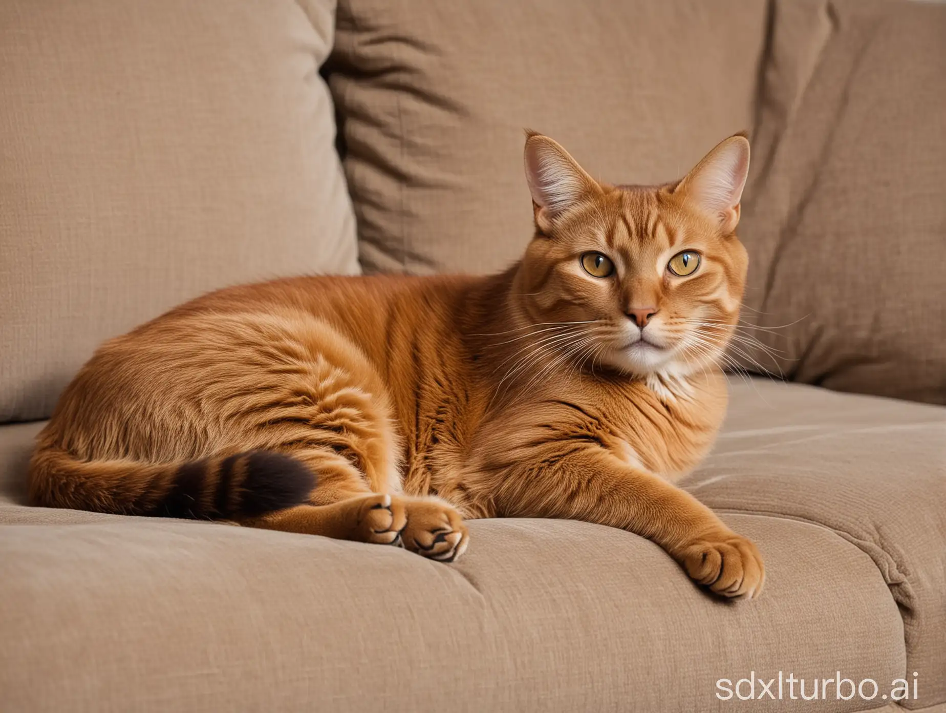 Brown-Cat-Relaxing-on-Cozy-Couch