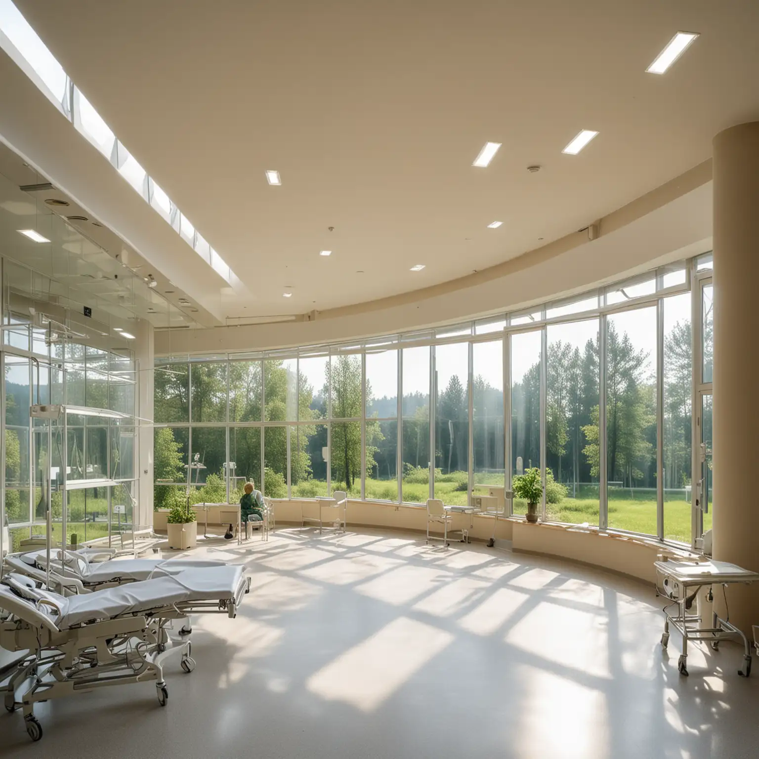 Comfortable Patients in a Modern Hospital with Natural View