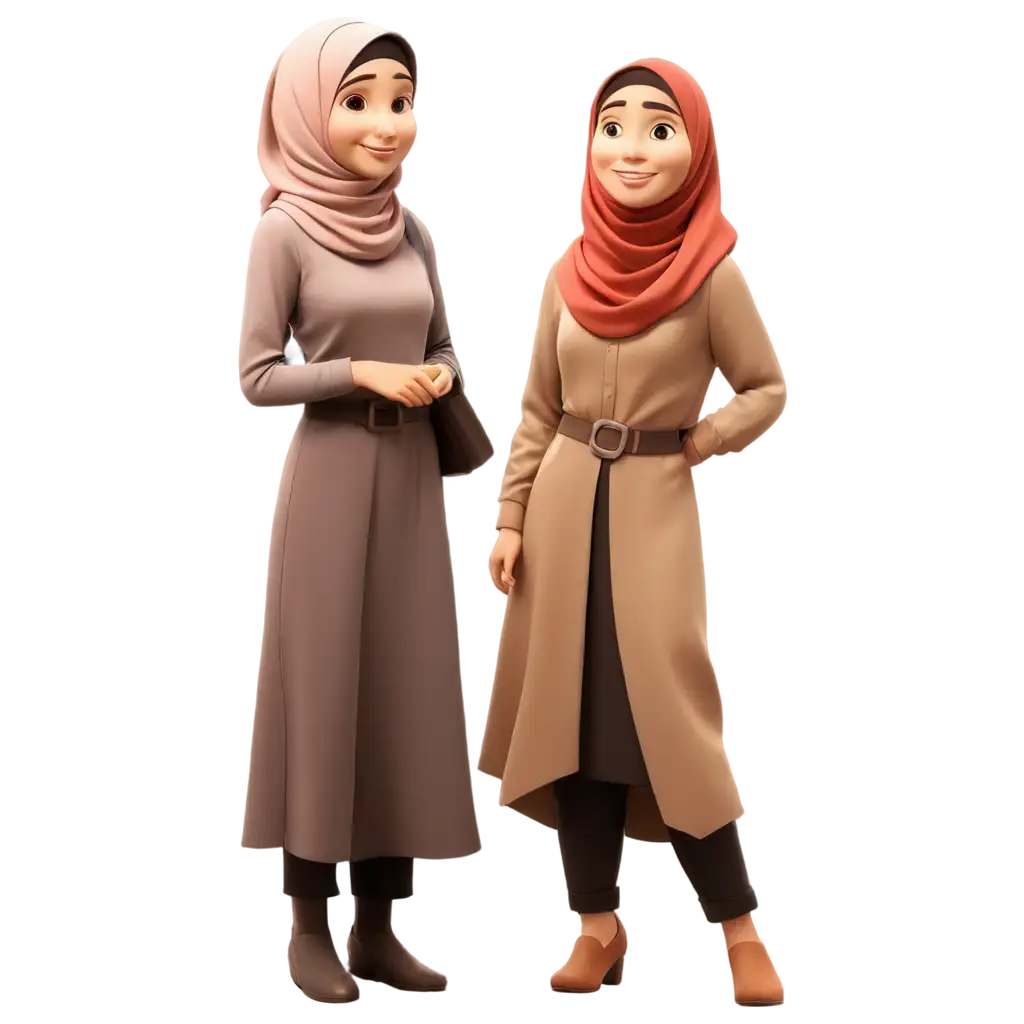 Cartoon-Muslimah-Talking-with-Friend-PNG-Image-for-Vibrant-Social-Interactions