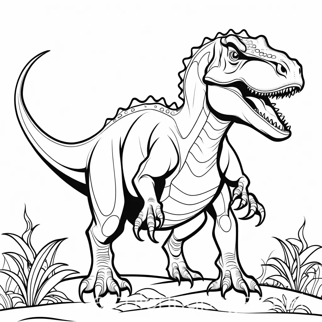 dinosaur, Coloring Page, black and white, line art, white background, Simplicity, Ample White Space