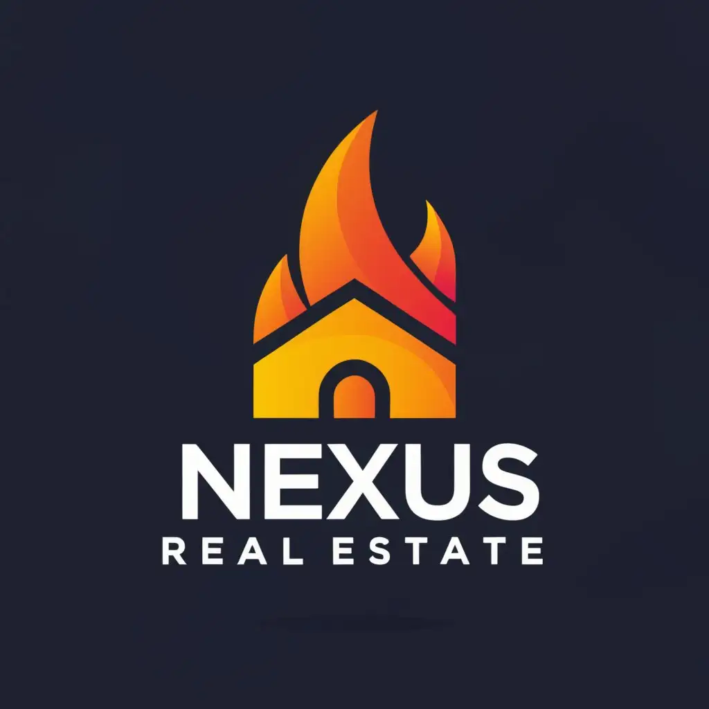 a logo design,with the text "Nexus Real Estate", main symbol:burning house,Moderate,be used in Real Estate industry,clear background