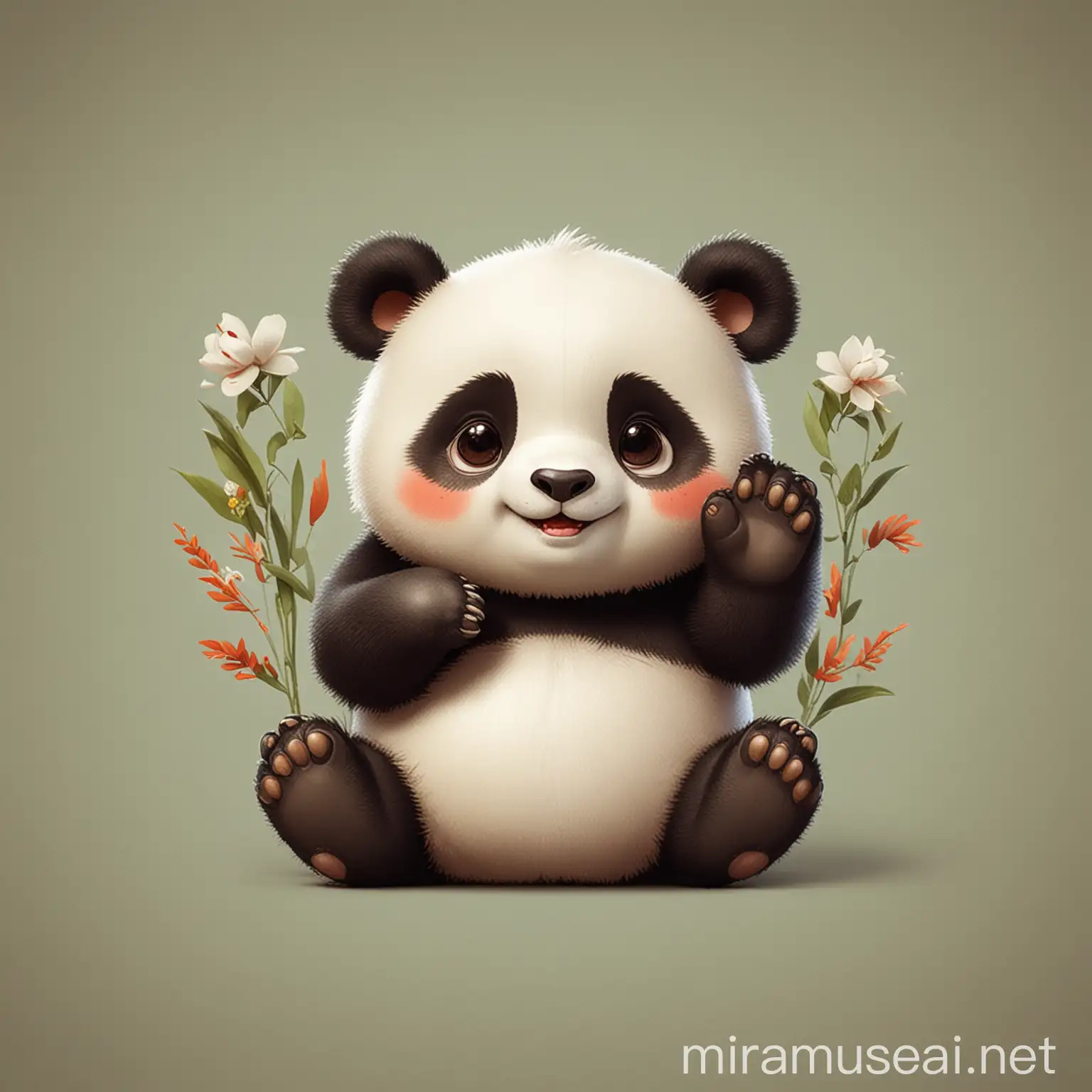 create a cute panda sprites that are pressing its hand palms on eachother and saying thank you in Asian style 
