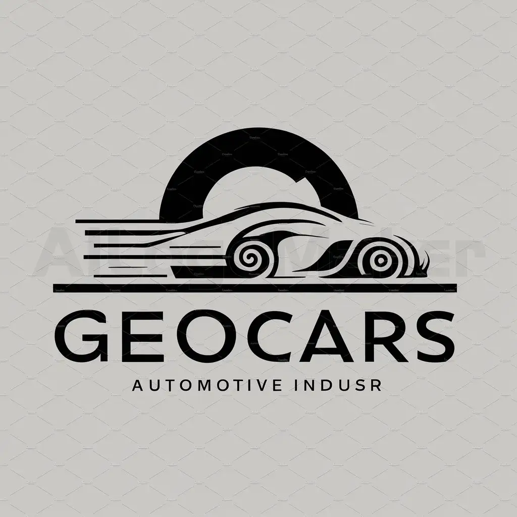 a logo design,with the text "GEOCARS", main symbol:Dvizhushchayasya mashina po doroge na zadnem plane Buchstaba G,Moderate,be used in Automotive industry,clear background