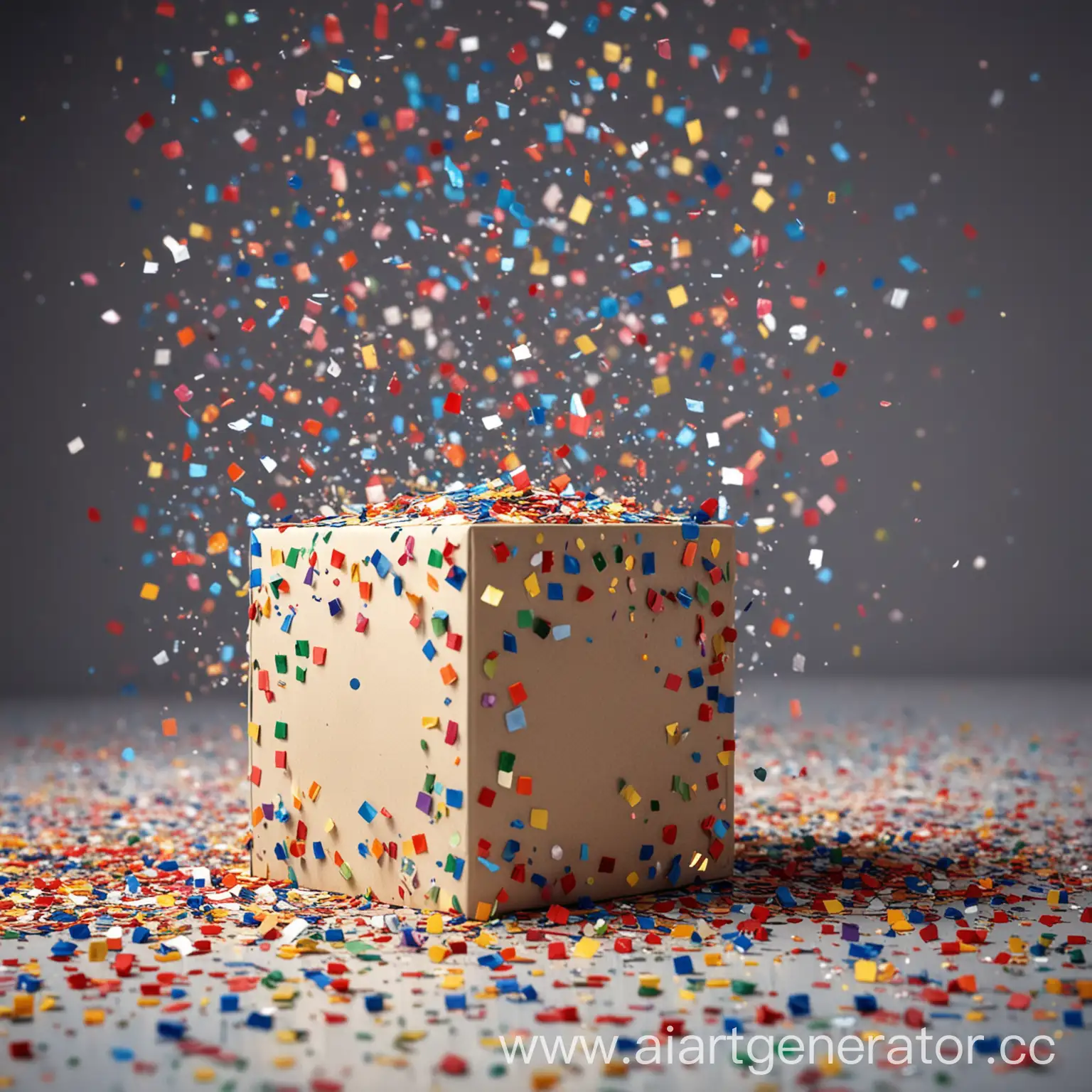 Colorful-Celebration-Cube-Amid-Confetti-Shower
