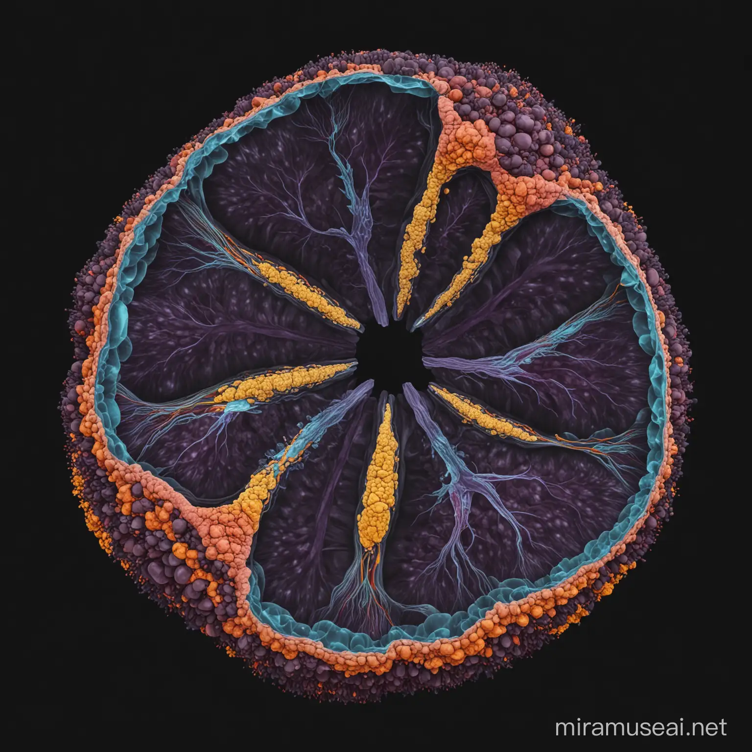 3D transparent pancreatic round islet of Langerhans on black background