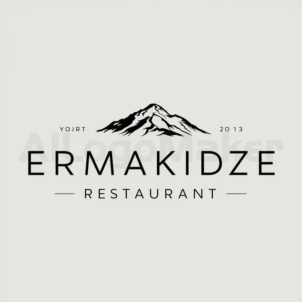 a logo design,with the text "ERMAKIDZE", main symbol:Mountain,Moderate,be used in Restaurant industry,clear background