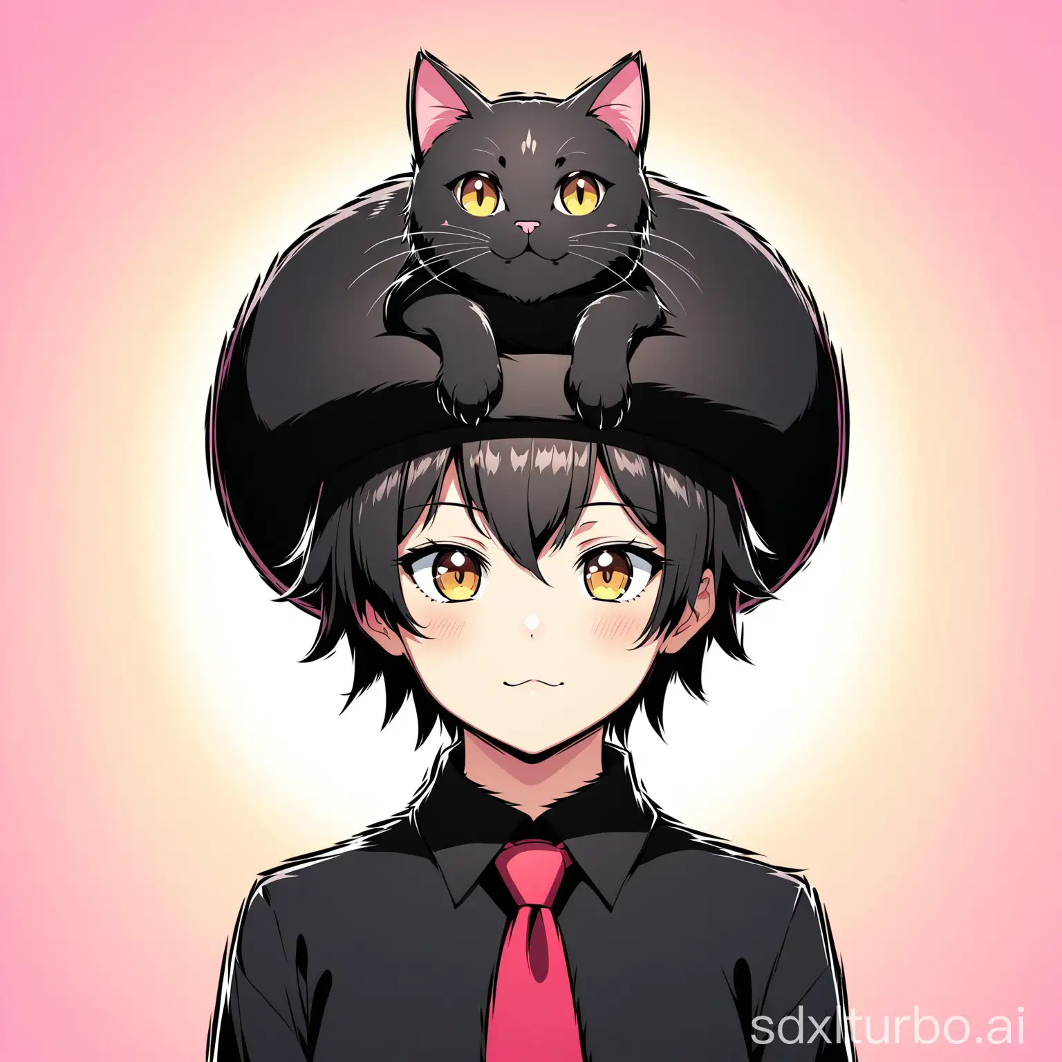 Black cat with Rubin on the head