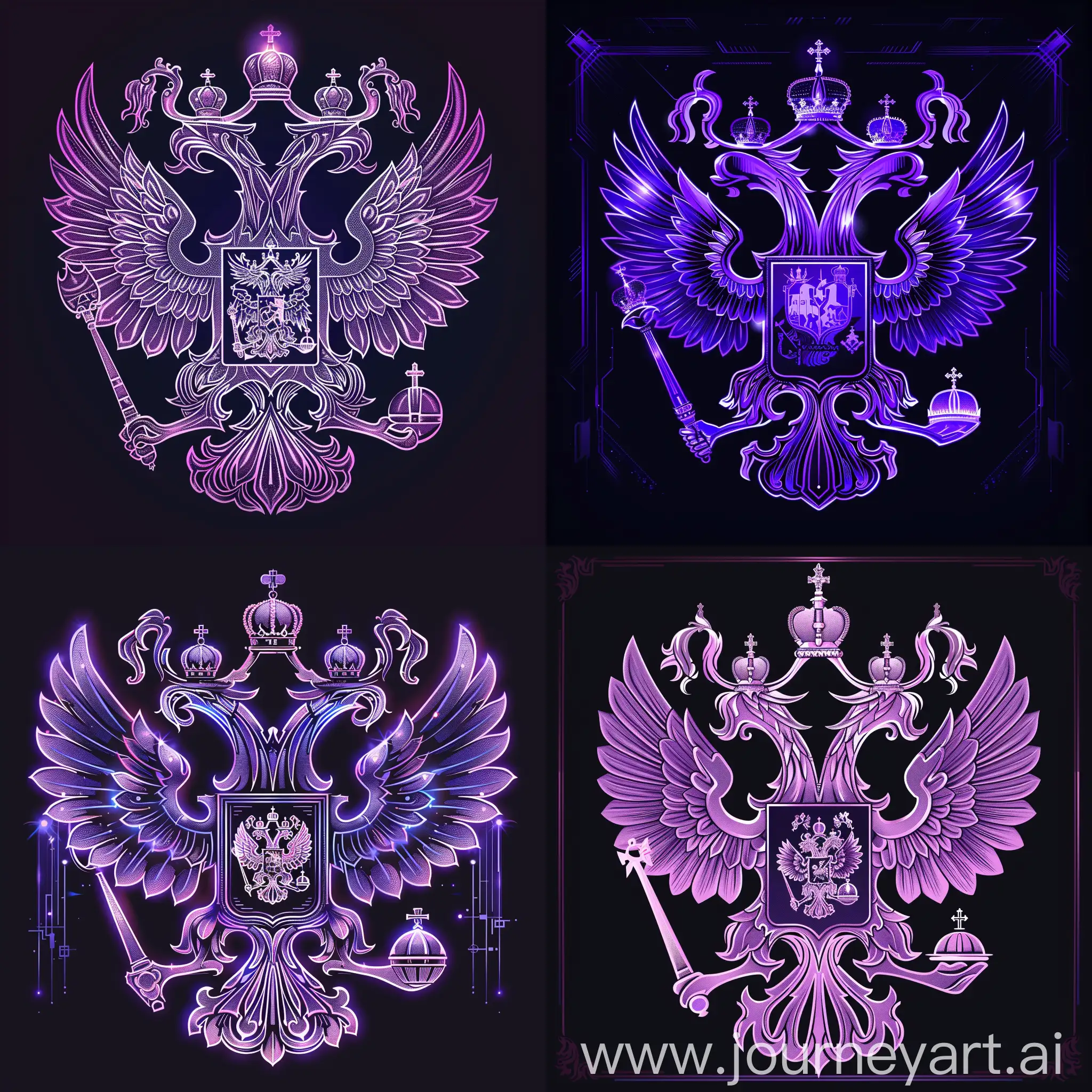 Coat of arms of Moscow, vector, futuristic, purple