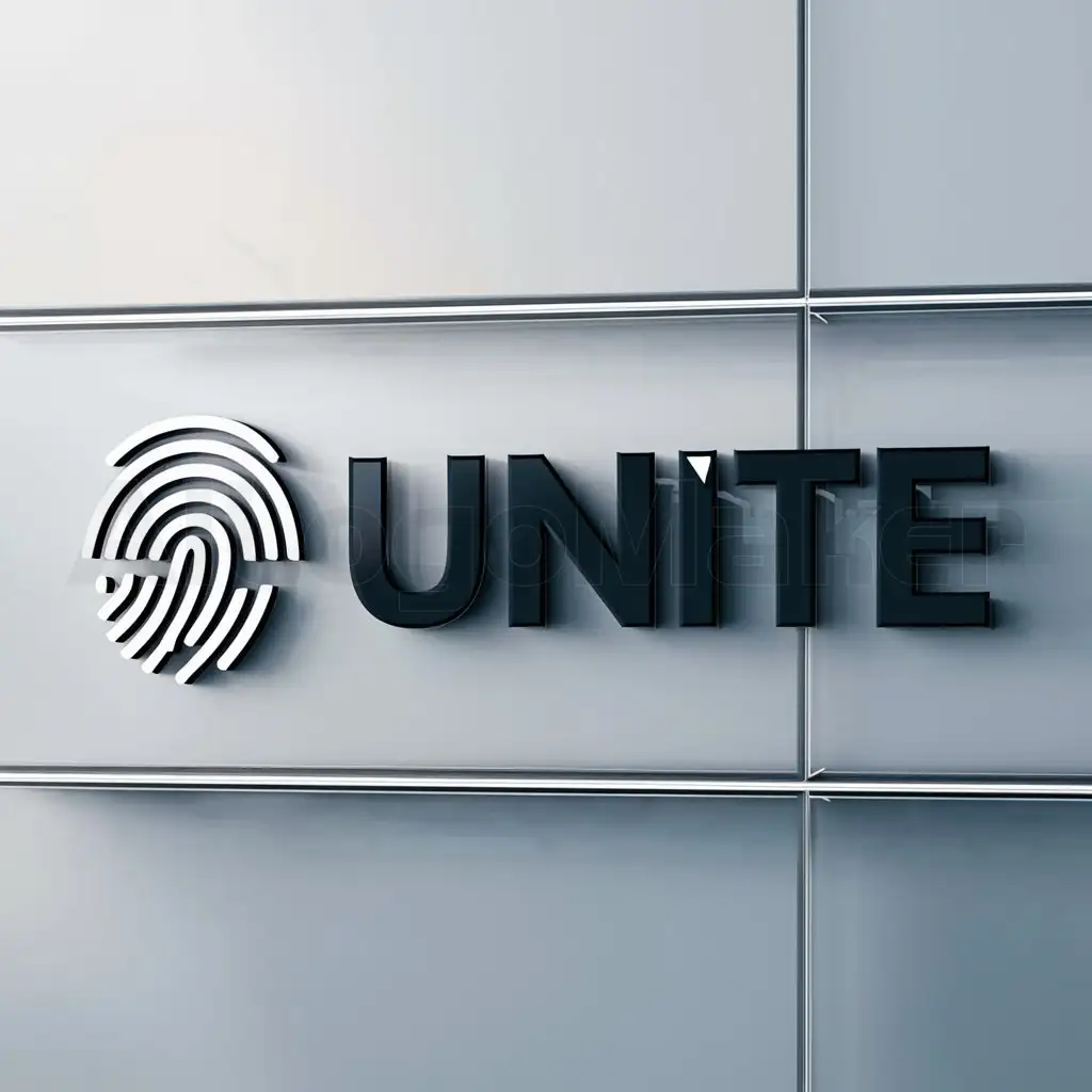 a logo design,with the text "UNITE", main symbol:Fingerprint, 
 clearbackground, 
 streightlines 
,Moderate,clear background