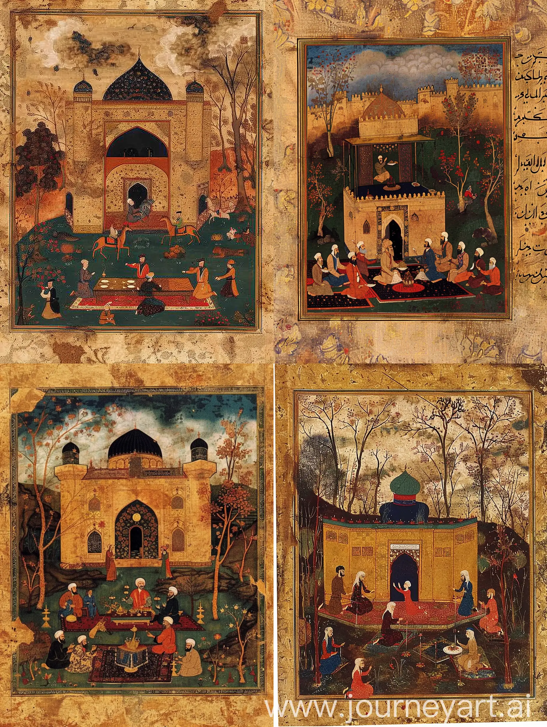 Islamic-Castle-Banquet-in-Persian-Garden-under-Cloudy-Sky