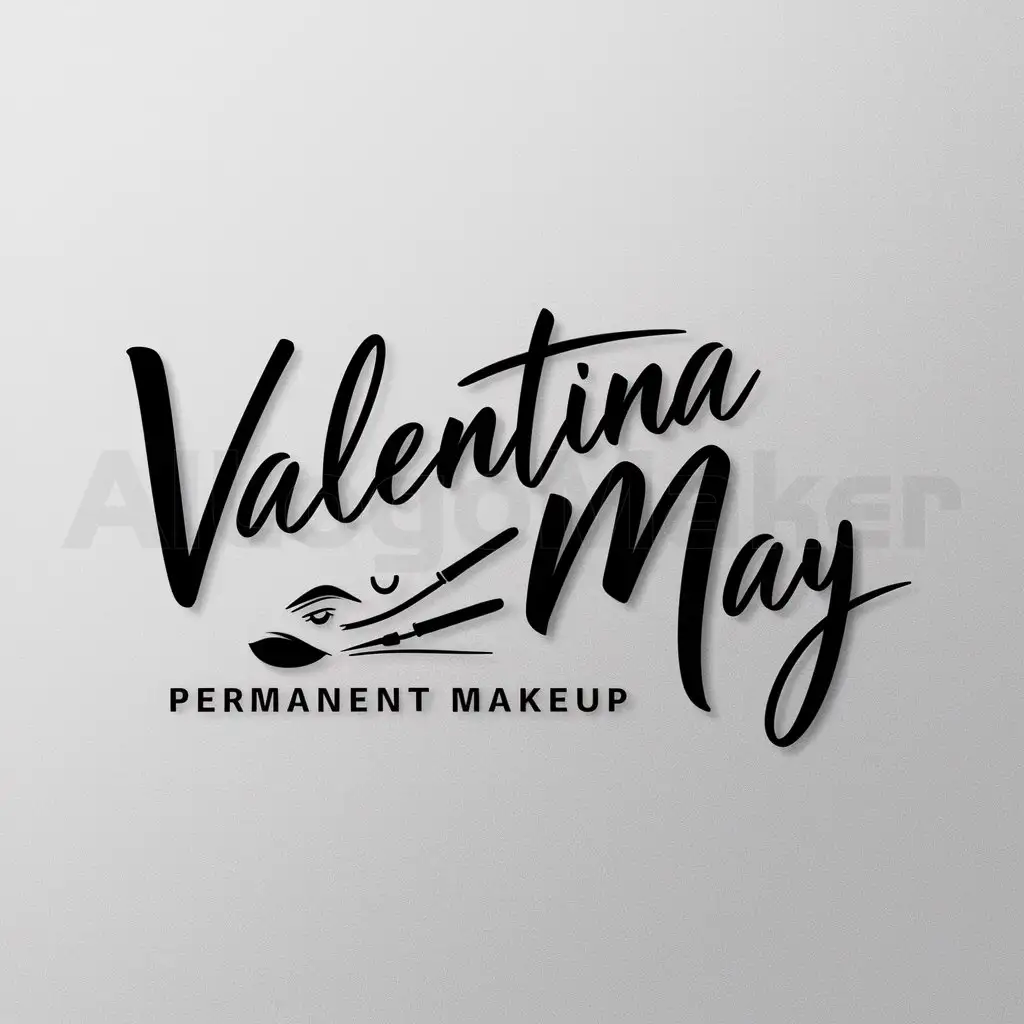 a logo design,with the text "Valentina May | permanent makeup", main symbol:permanent makeup,Moderate,be used in Beauty Spa industry,clear background