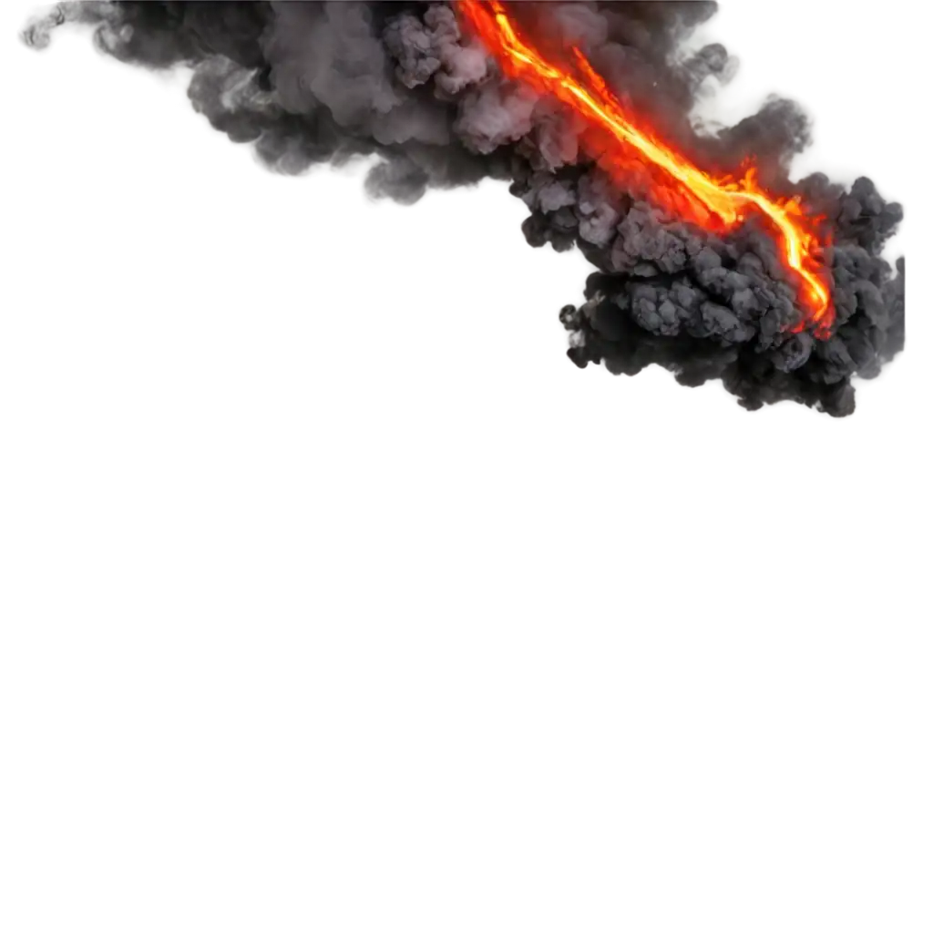 Explosion border with dark smoke and red lava