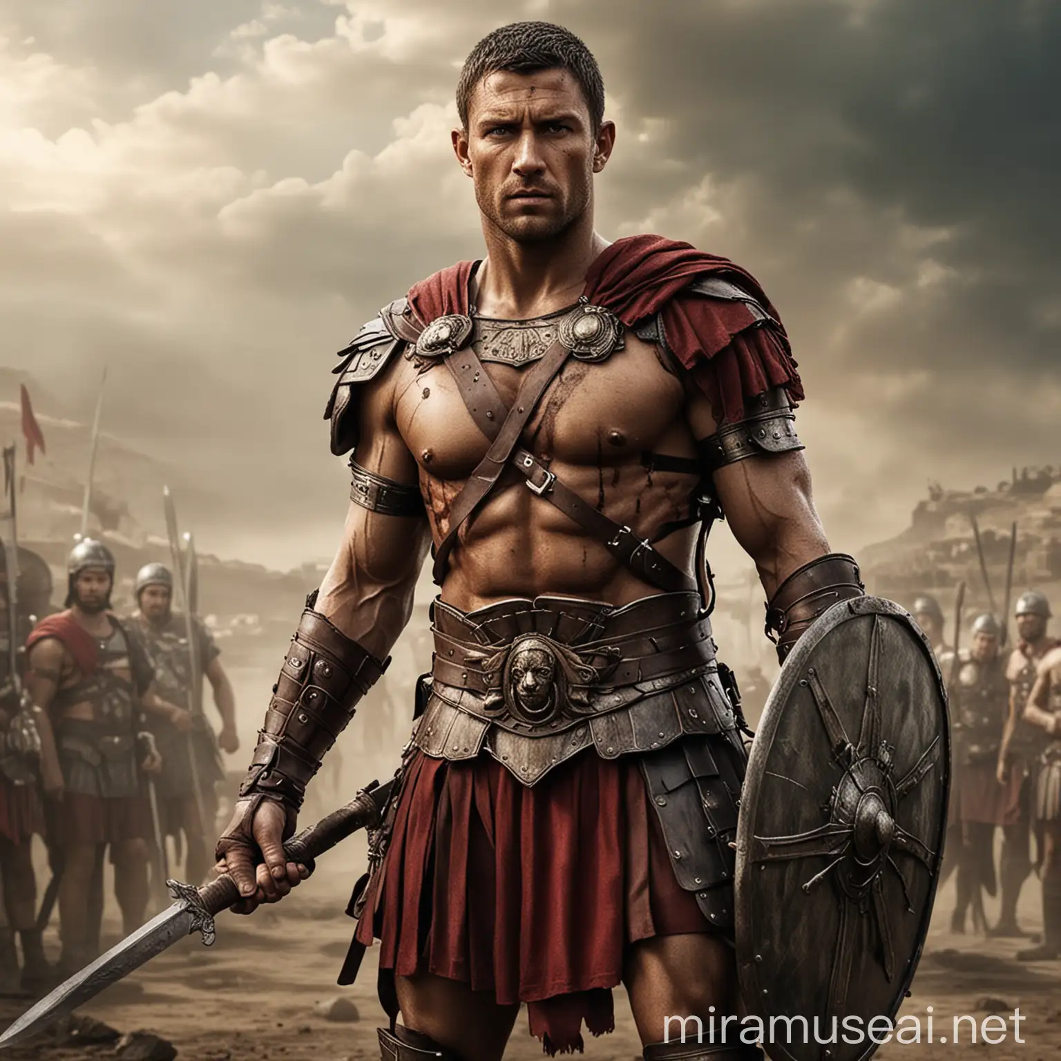 Spartacus Roman Soldier Dual Sword Armor Portrait