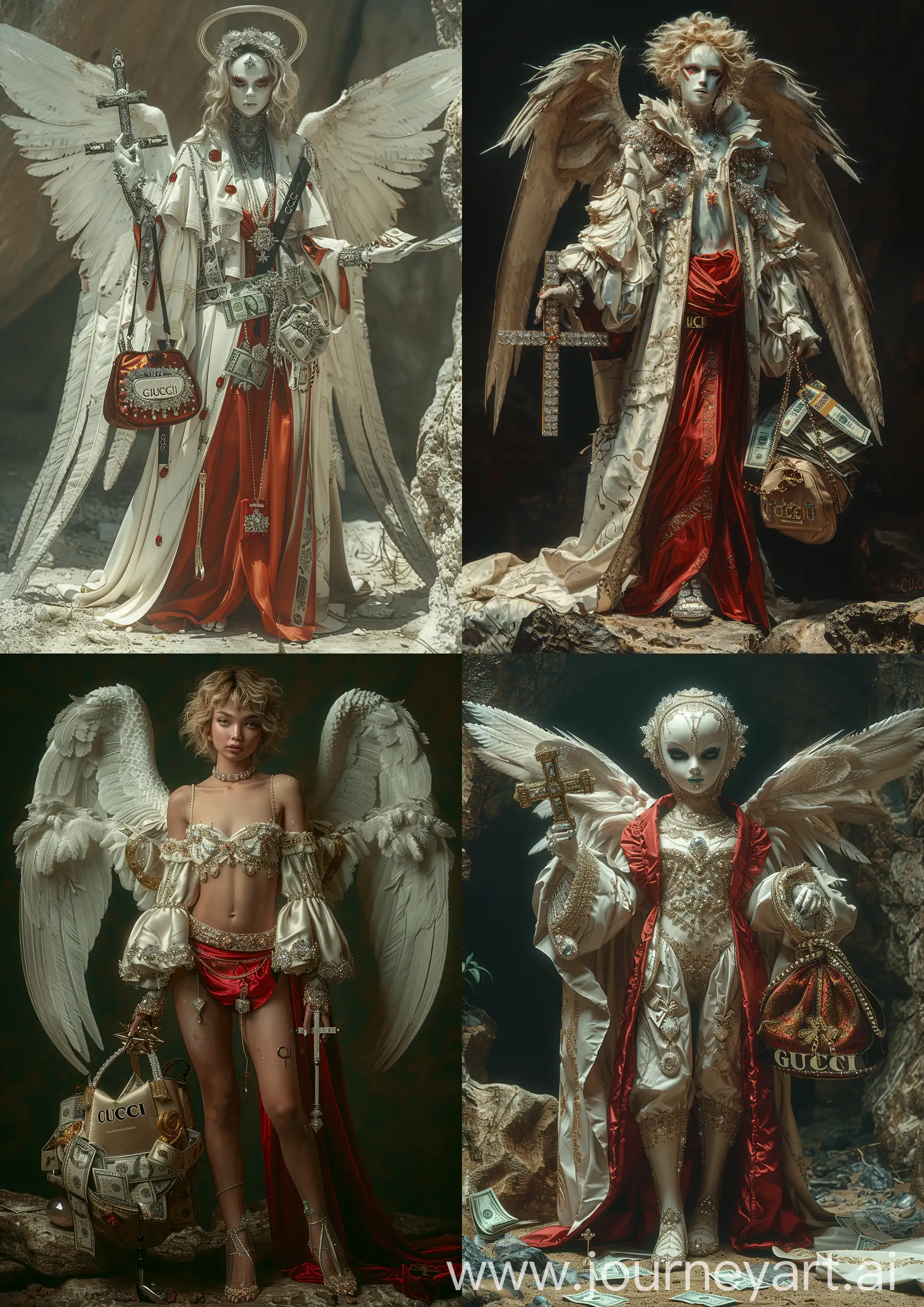 Futuristic-Rococo-Angel-with-Diamond-Adornments-and-GUCCI-Bag
