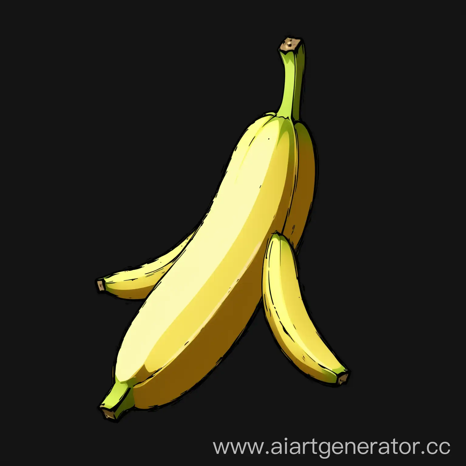 банан в стиле анимэ на чёрном фоне