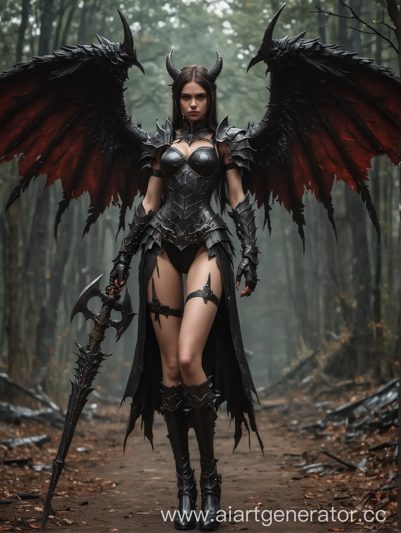 Powerful-Demon-Girl-in-Armor-wielding-a-Halberd