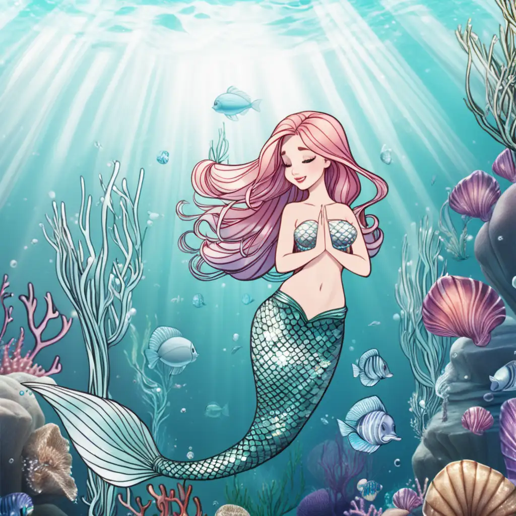 Elegant Animated Mermaid with Clear Lines