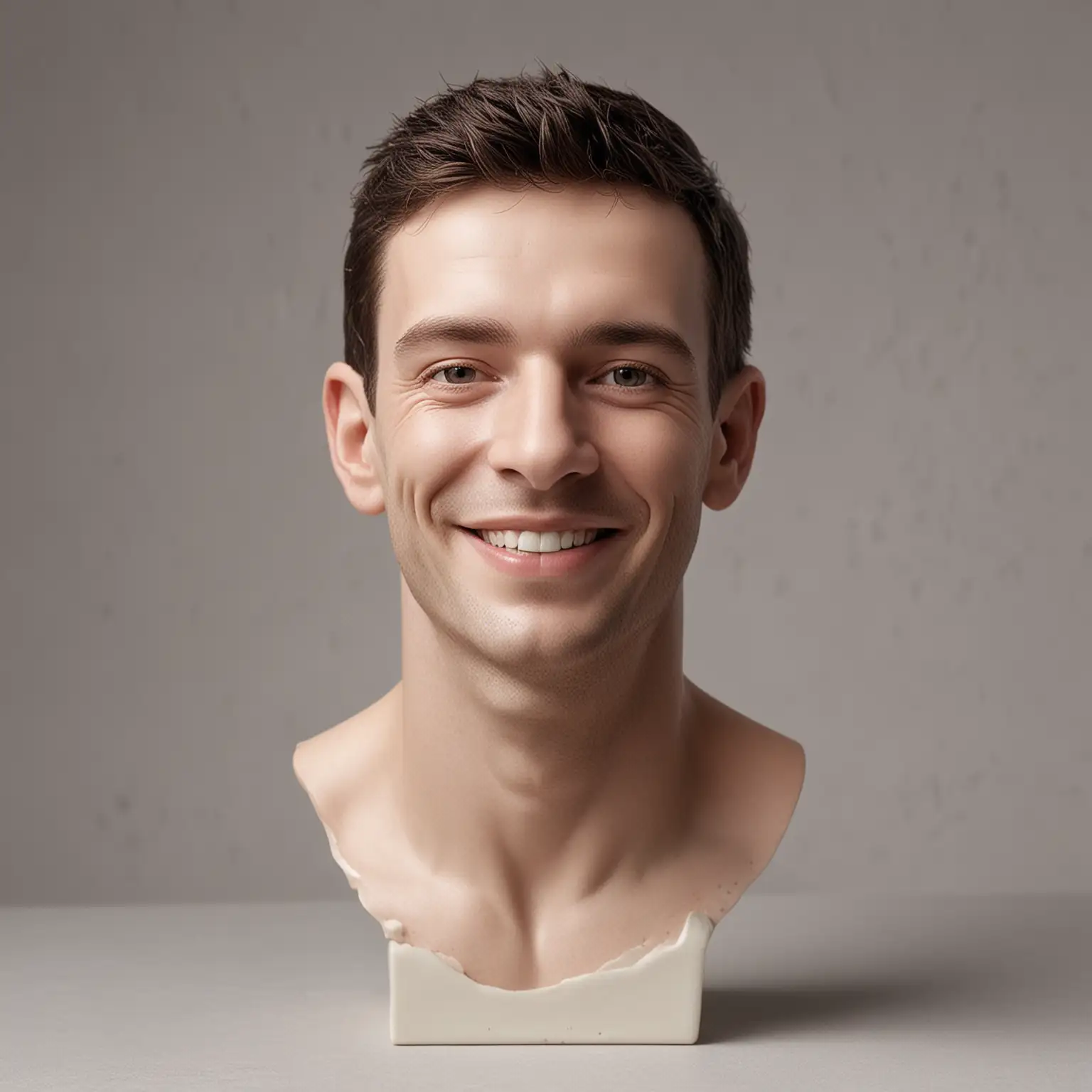 Portrait of a Smiling Man with Radiant Porcelain Skin