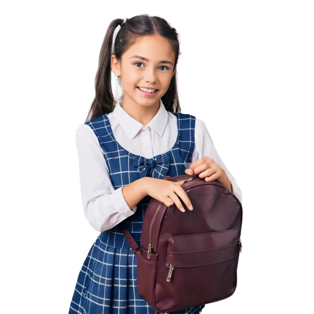 Hardworking-Cute-Schoolgirl-Showing-Her-School-in-PNG-Format-AI-Art-Prompt-Image