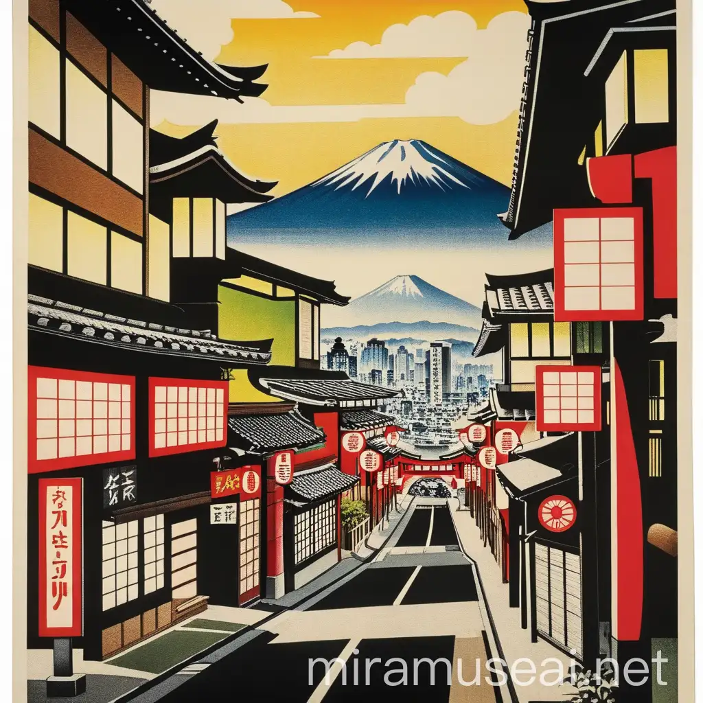 Vibrant Japanese Cityscape Poster
