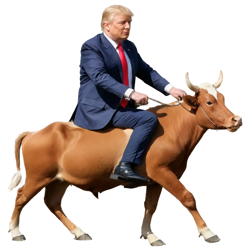 image of donald trump riding on a cow