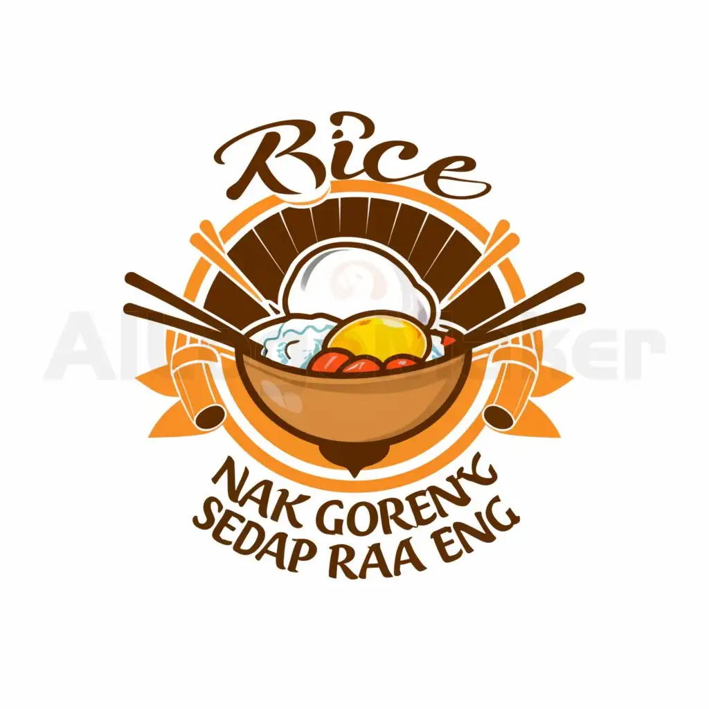 LOGO-Design-For-Nasi-Goreng-Sedap-Rasa-Automotive-Industry-Emblem-with-Rice-Spoon-Fork-Plate-and-Egg