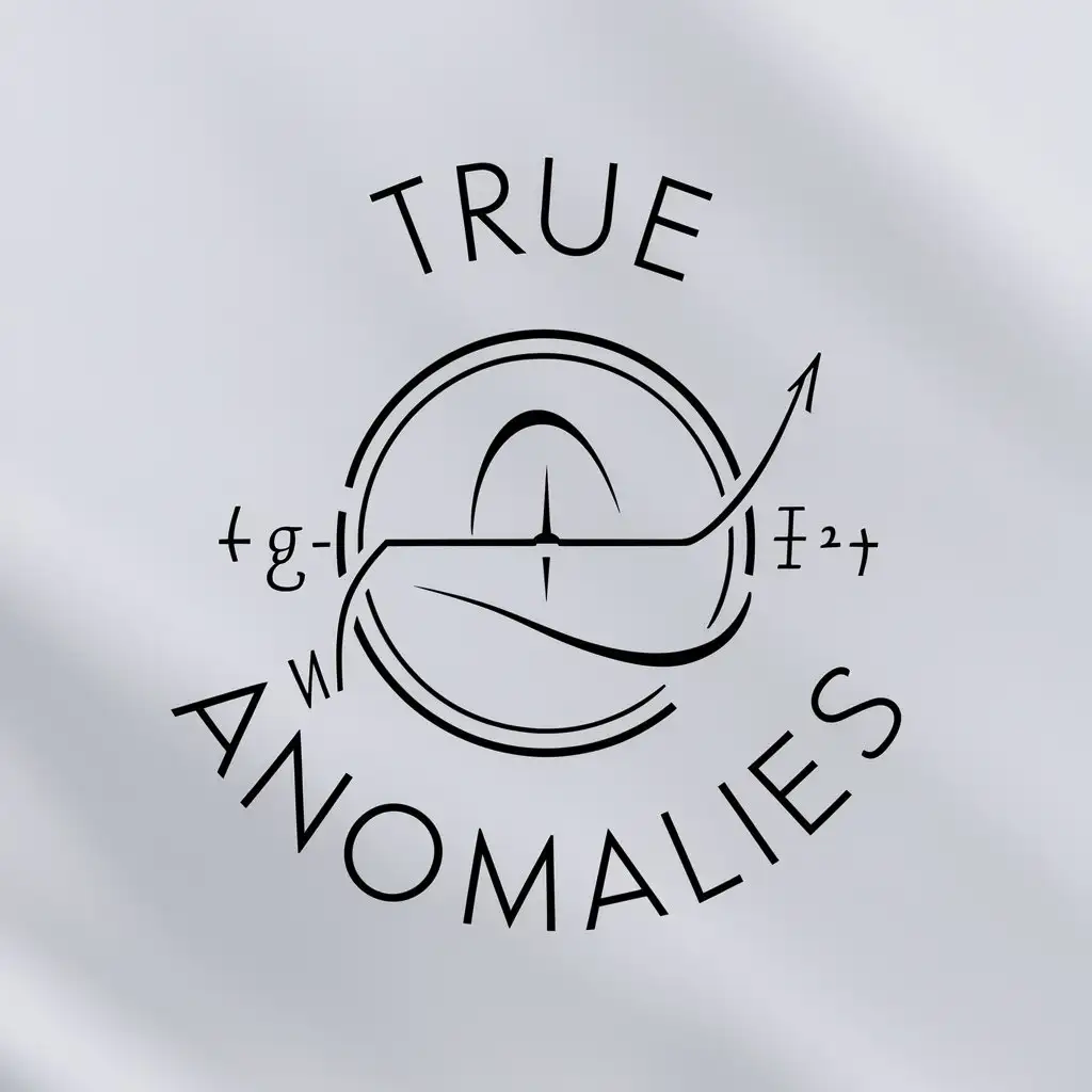 a logo design,with the text 'True Anomalies', main symbol:simple illustration of the concept of time in mathematical equations of gravity,Moderate,be used in Medical industry,clear background, no text