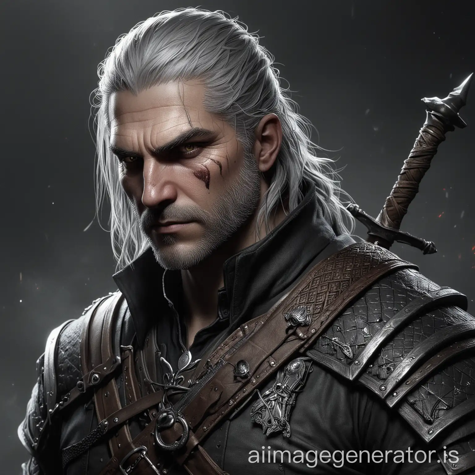 A mix of Geralt of Rivia and The Hunter from Bloodborne