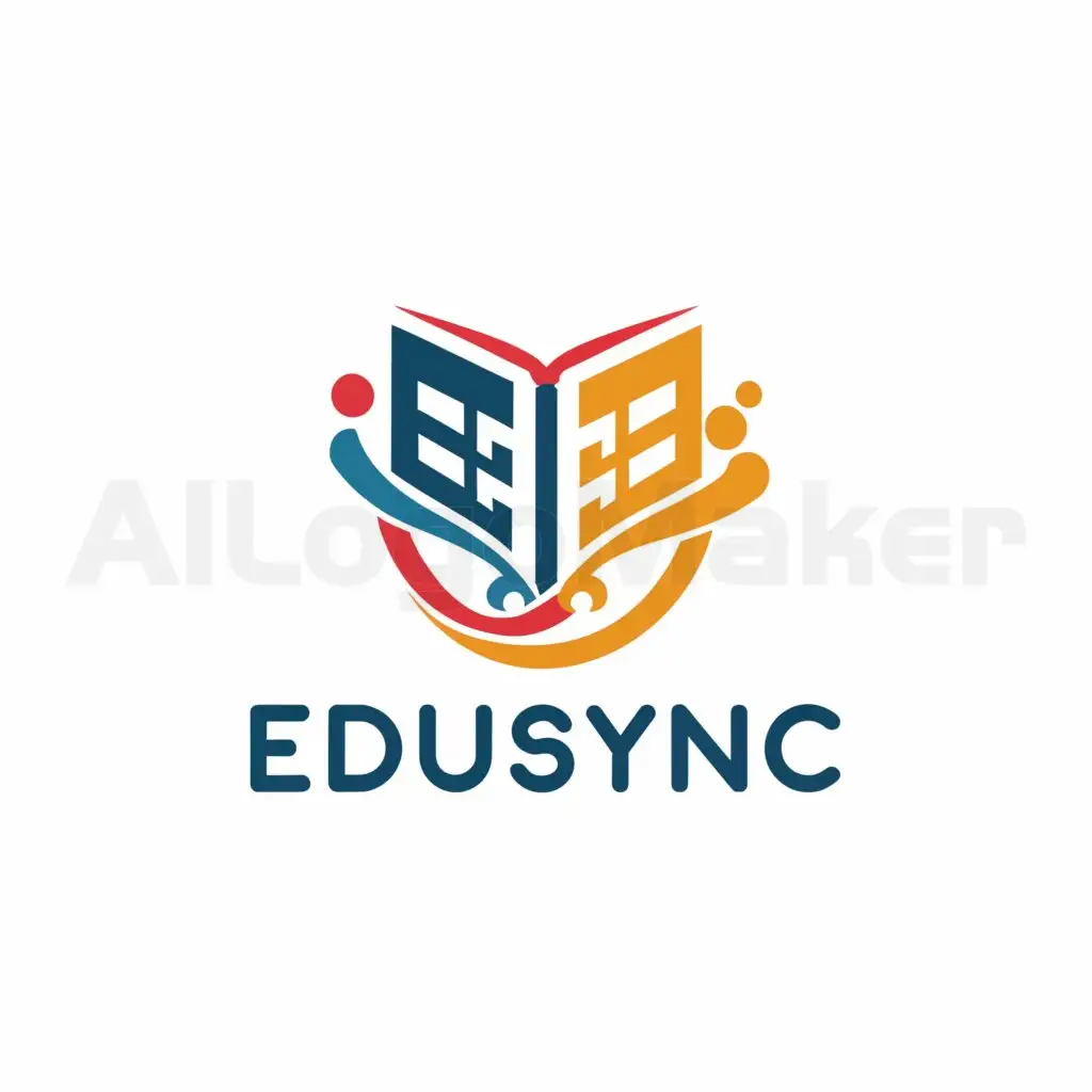 a logo design,with the text "EduSync", main symbol:University, Students, Teachers, Students, Exams, Administrations,Moderate,be used in Education industry,clear background