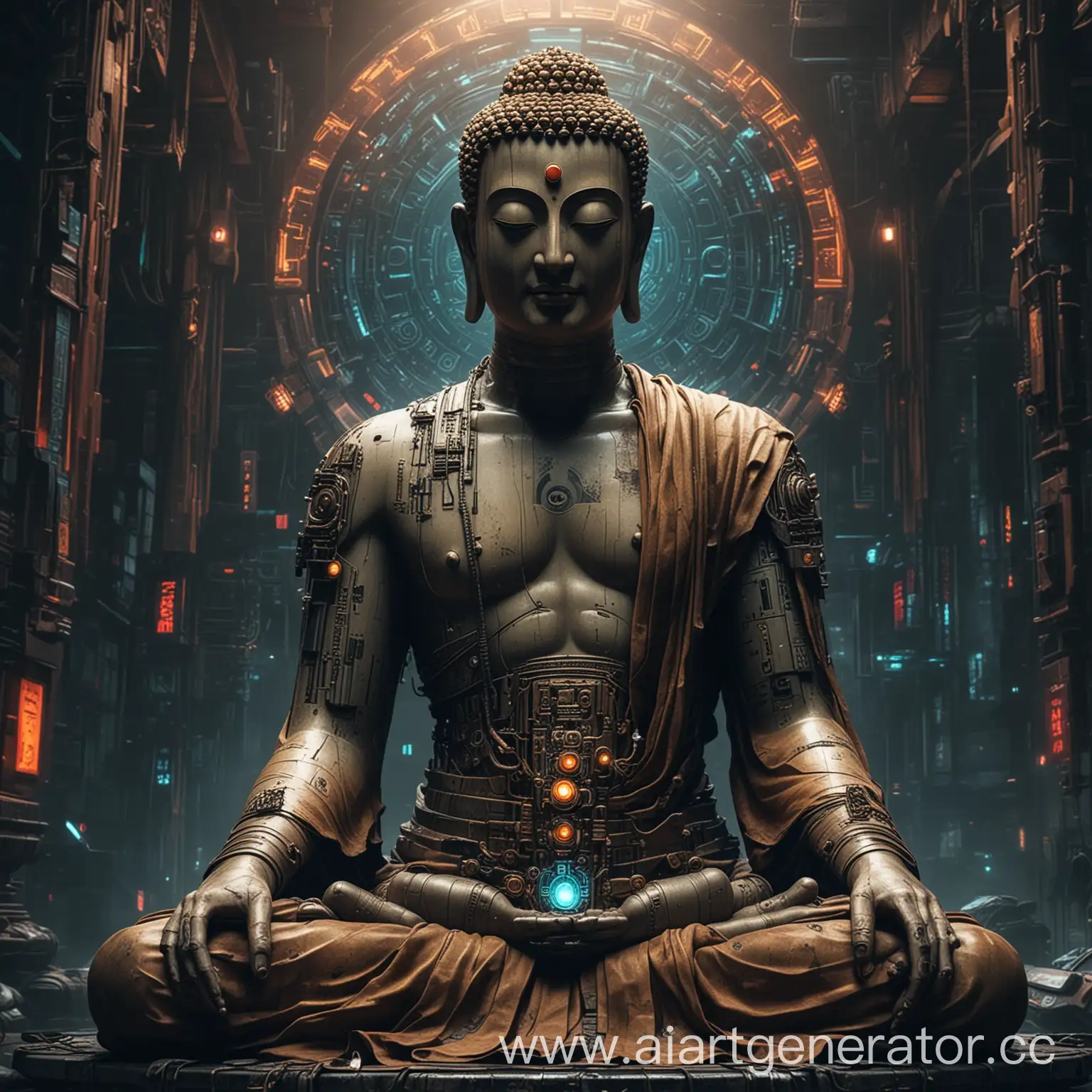 Enlightened-Buddha-Embracing-Cyberpunk-Fusion