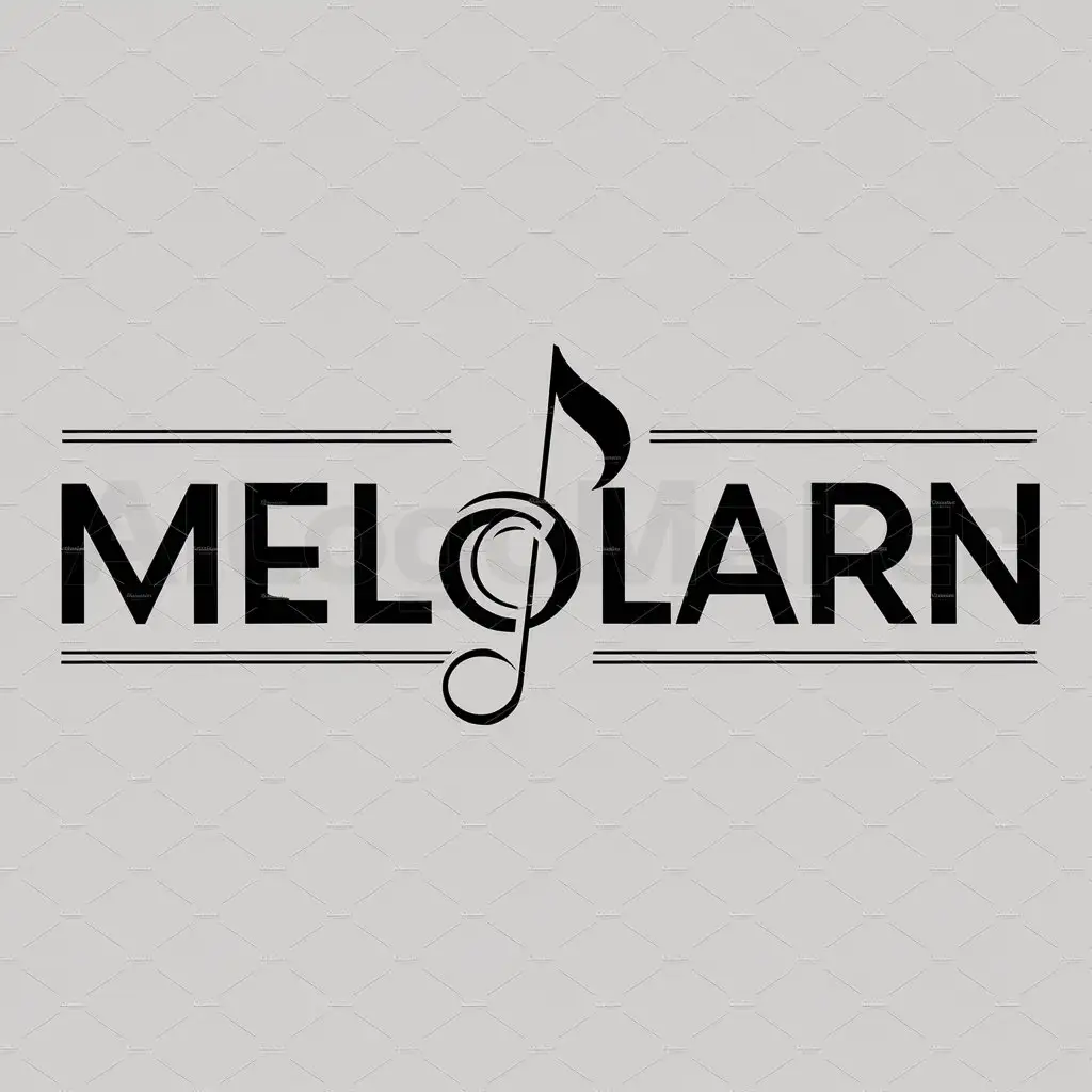 a logo design,with the text "MeloLarn", main symbol:pude ser una variedad de instrumentos,Moderate,be used in Others industry,clear background