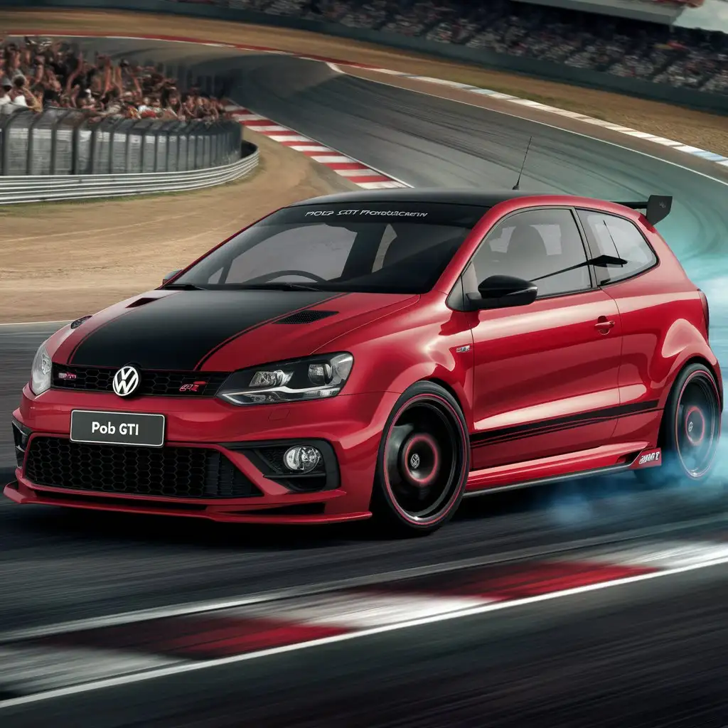 Sporty Volkswagen Polo 6R GTI Racing on Urban Street