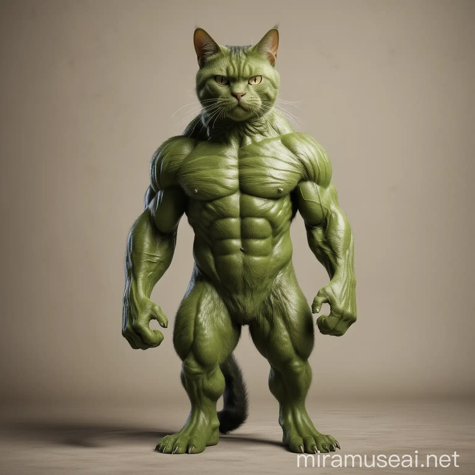 Powerful HulkStyle Cat Standing Strong
