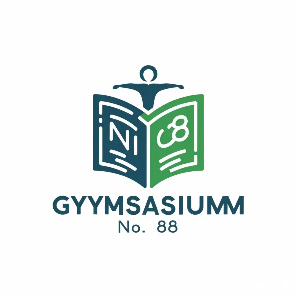 LOGO-Design-For-Gymnasium-No-8-Modern-Open-Book-in-Blue-and-Green-Palette