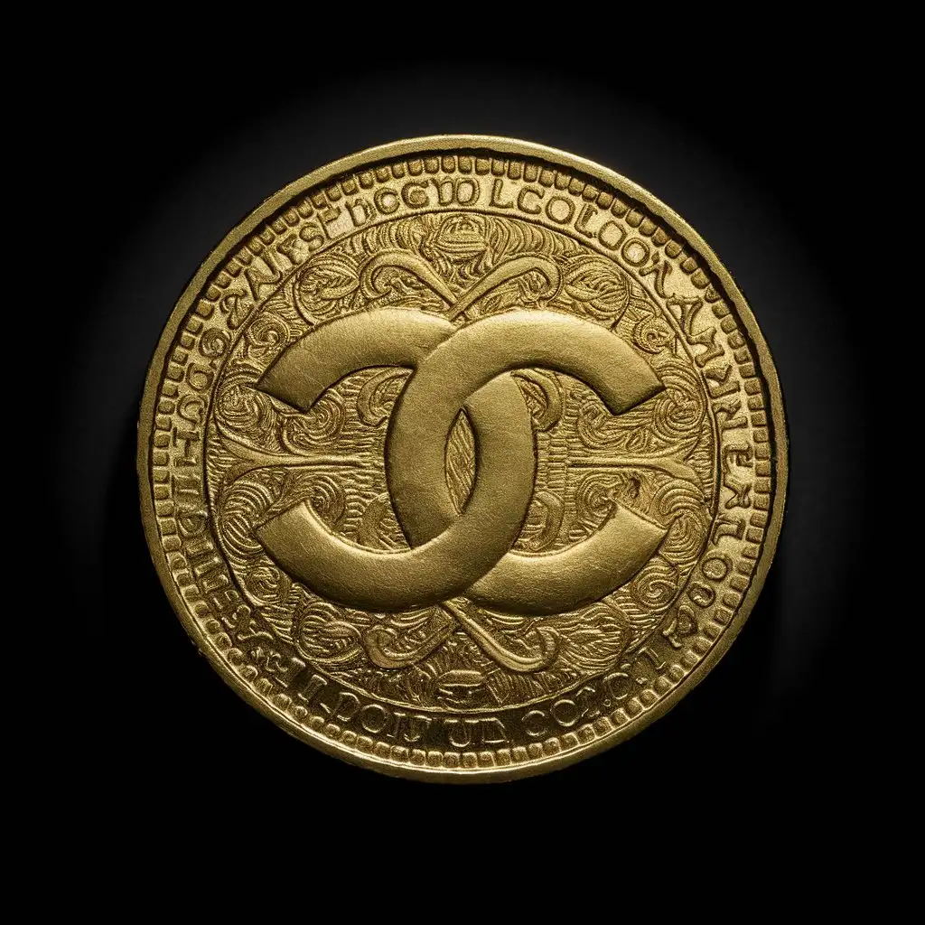 золотая монета с надписью CC на чёрном фоне 