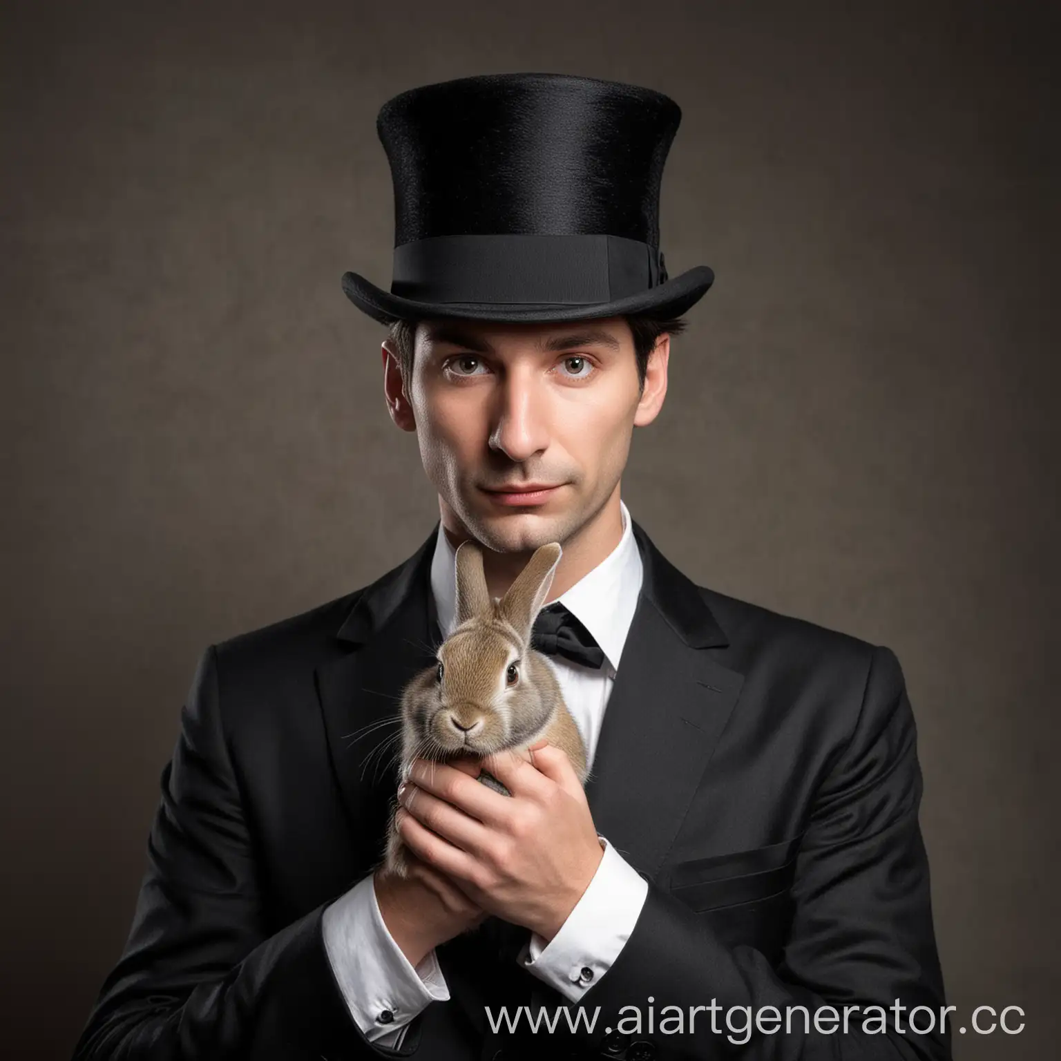 Illusionist-Performing-Magic-Trick-with-Rabbit