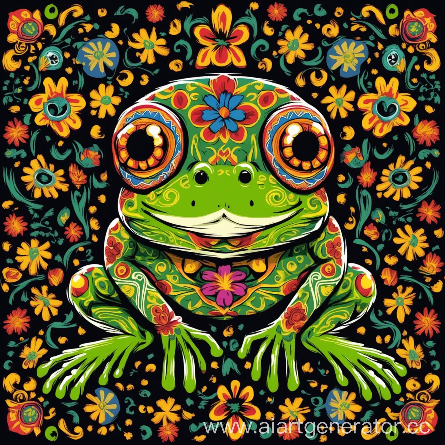 Colorful-Frog-with-Mexican-Skull-Patterns