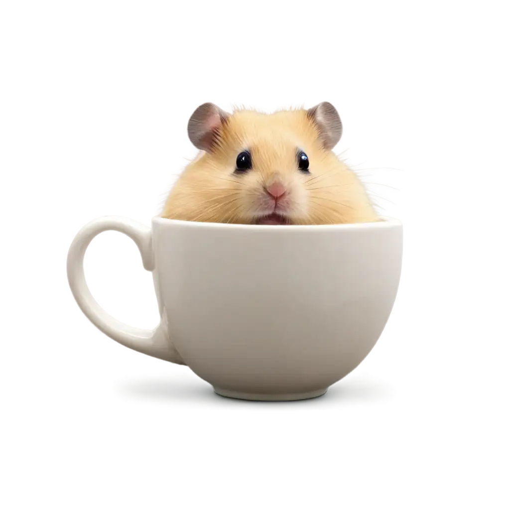 Cute hamster playing in a cup