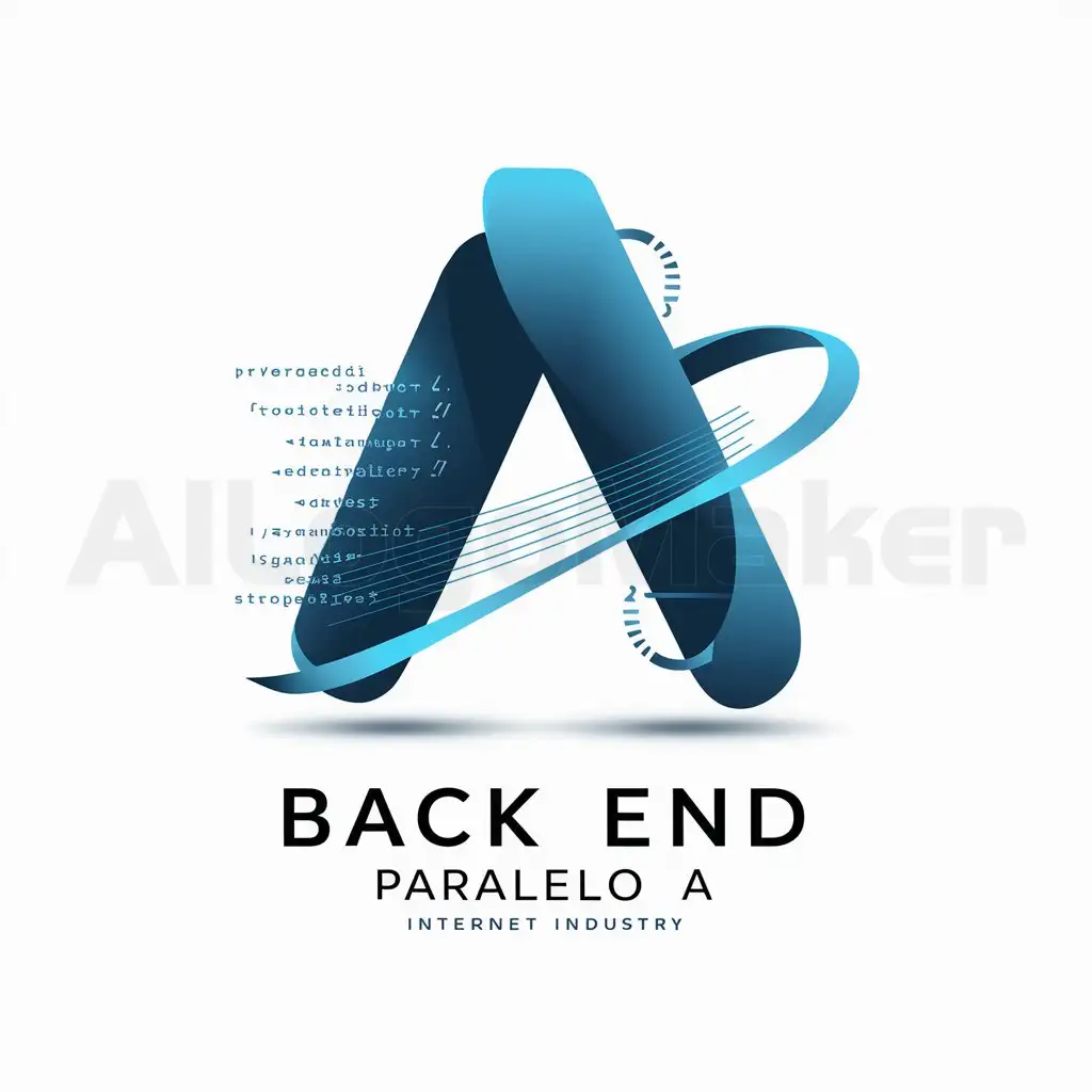 a logo design,with the text "back end
paralelo 
A", main symbol:create an animated logo that shows the essence of programming in-depth by glancing at the future and the present,complex,be used in Internet industry,clear background