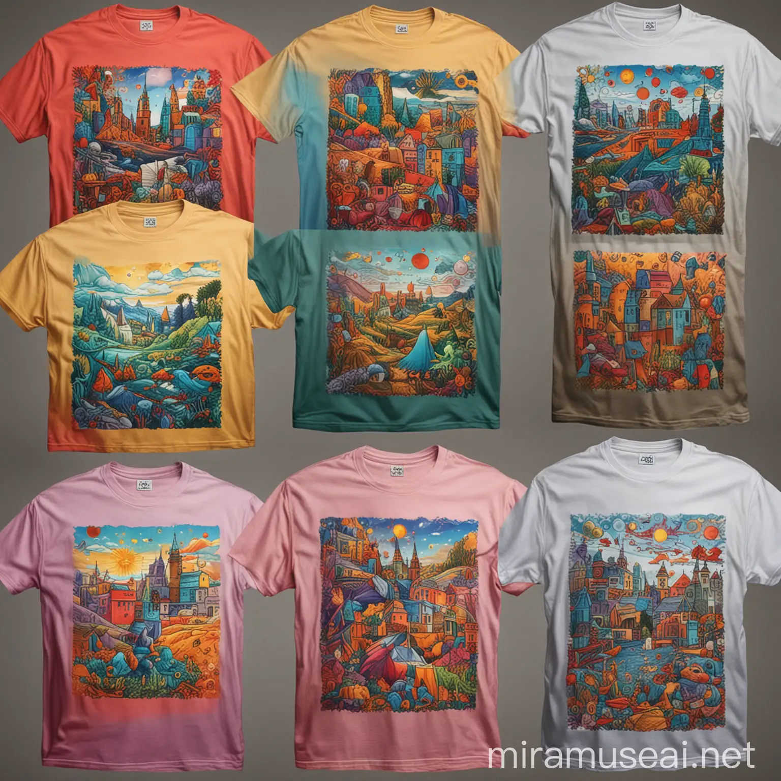 Vibrant TShirt Designs Featuring Diverse Colors and Patterns