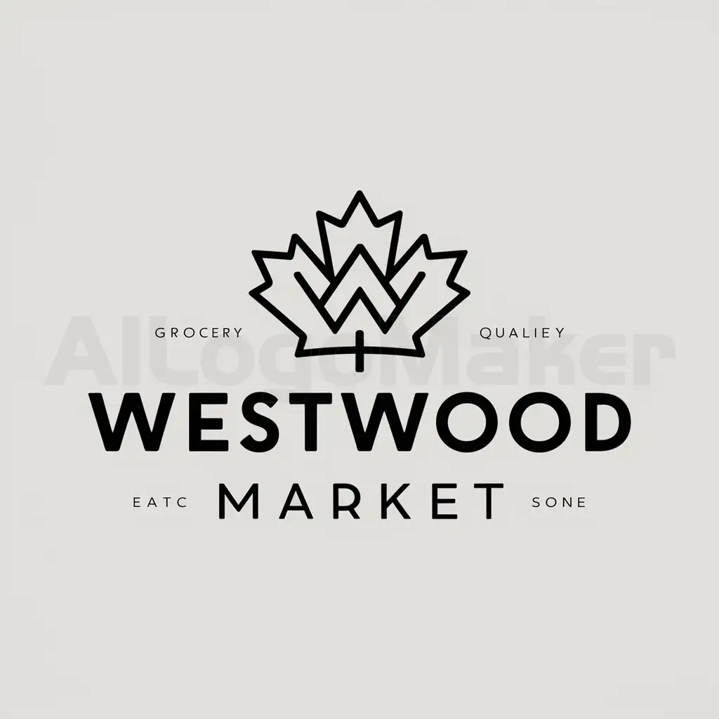 a logo design,with the text "Westwood Market", main symbol:Maple leaf,Moderate,be used in grocery industry,clear background