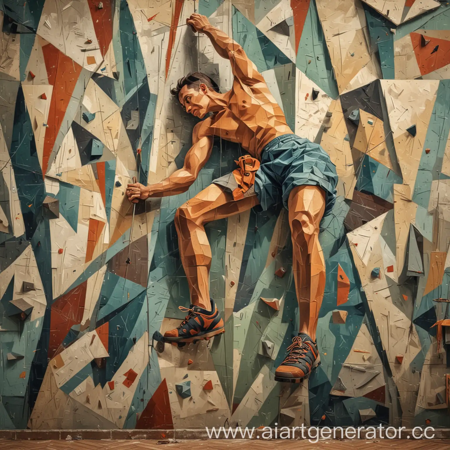Cubism-Style-Climbing-Wall-Art-for-Sports-Club