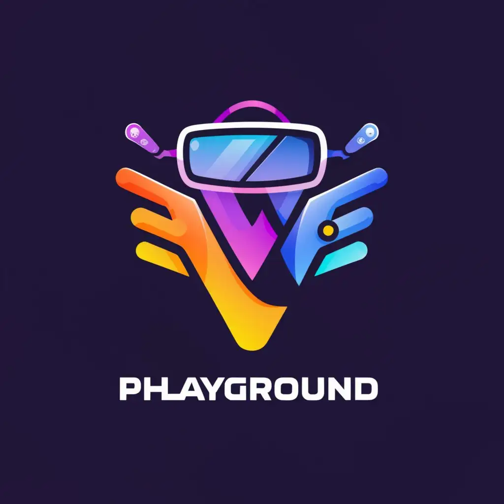 a logo design,with the text "V's playground", main symbol:V/Game/VR headset/Near-future sensation,Moderate,be used in Entertainment industry,clear background