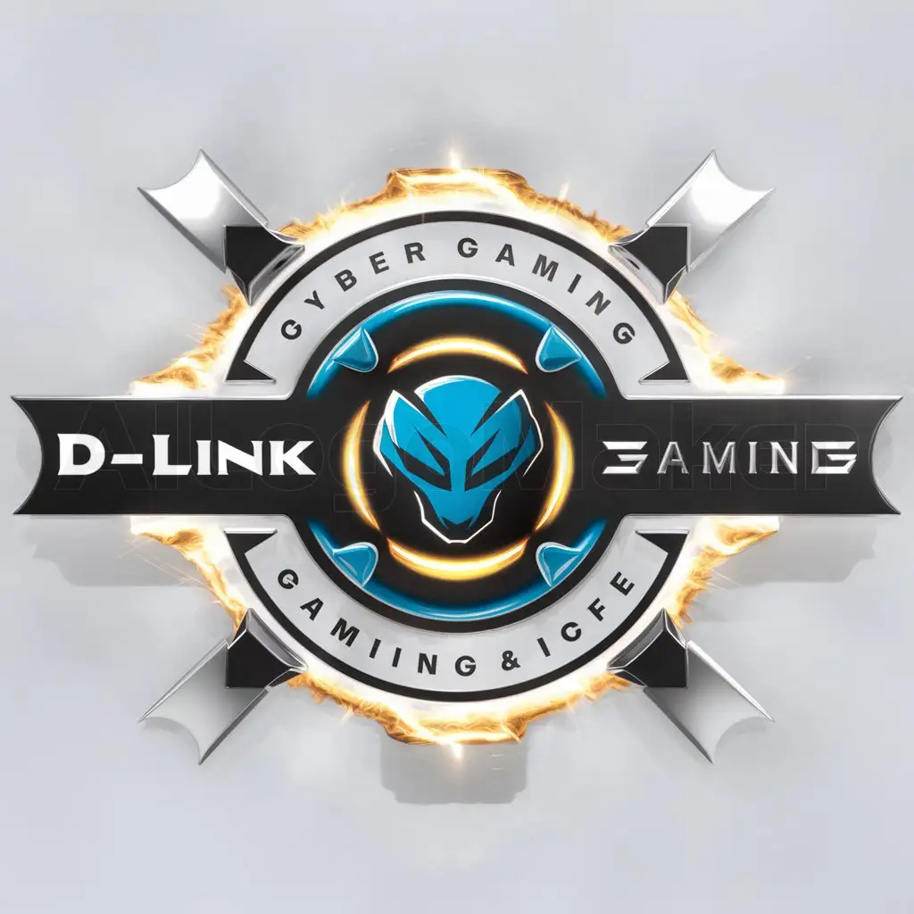 a logo design,with the text "D-Link Cyber Gaming & Icfe", main symbol:D-Link Gaming,Moderate,be used in gaming industry,clear background